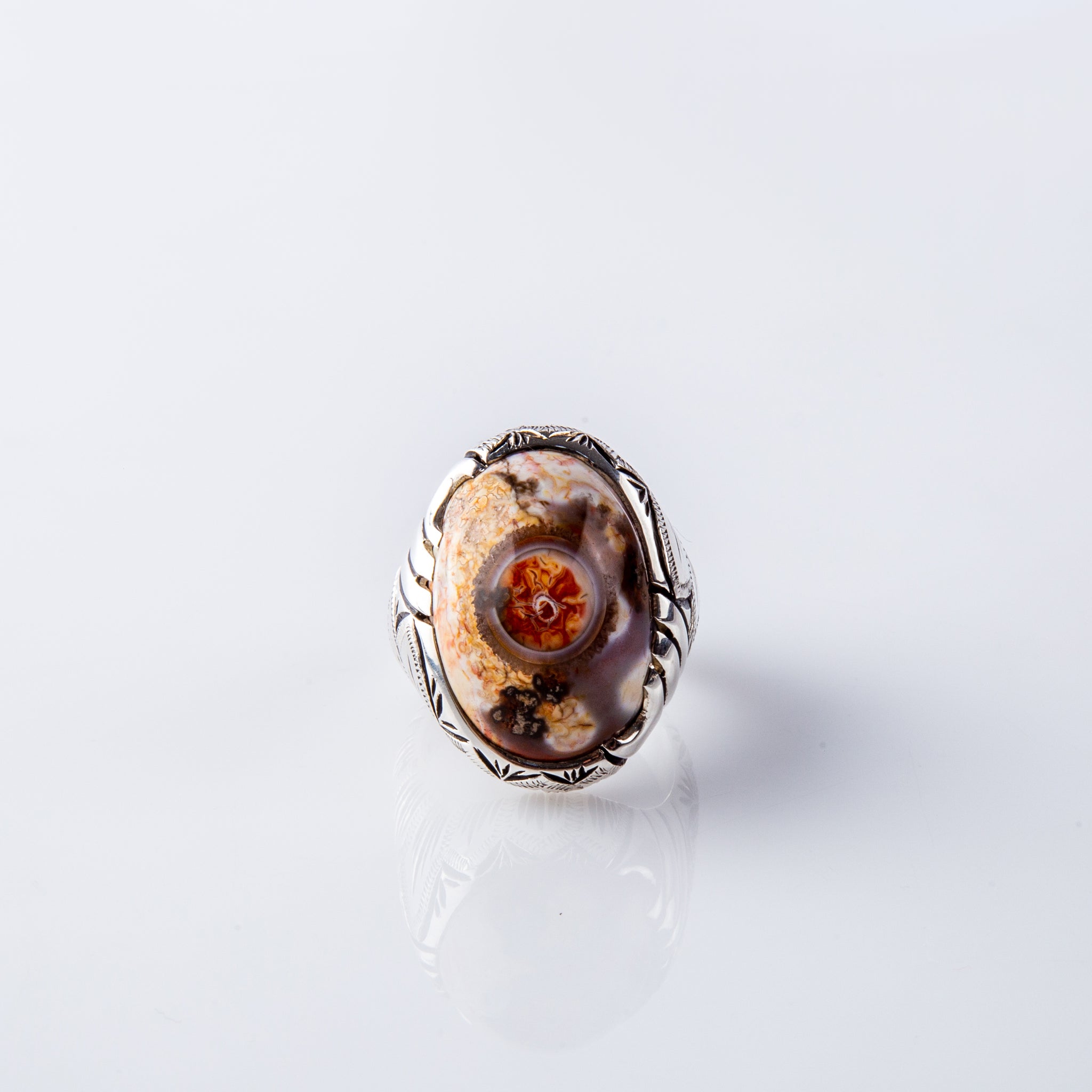 Indian bafori Solimani Agate Ring special center eye color