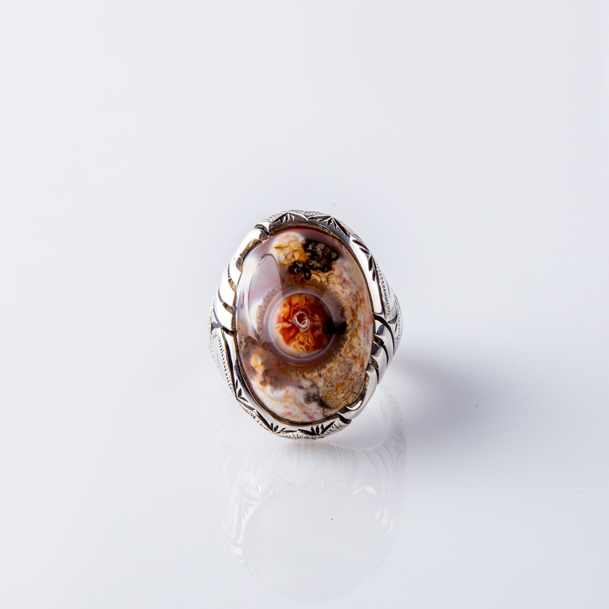 Indian bafori Solimani Agate Ring special center eye color
