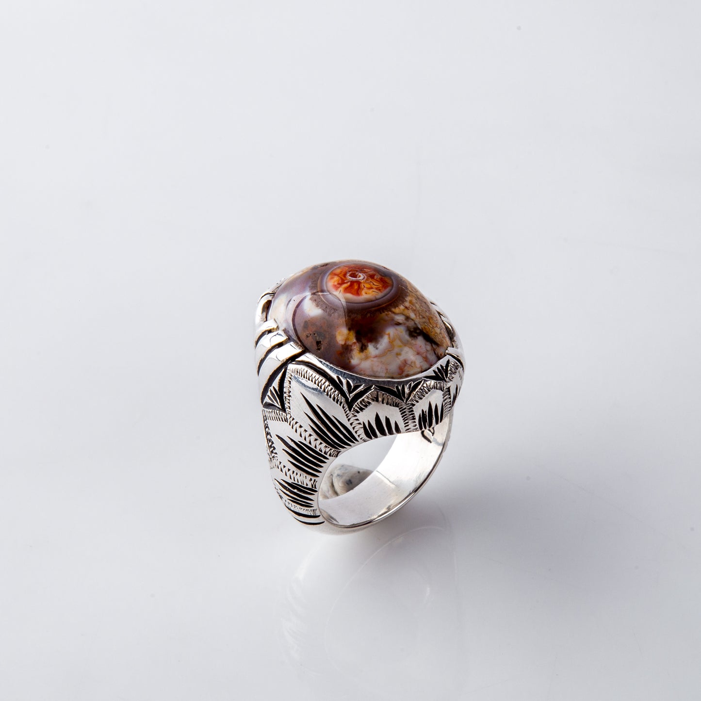 Indian bafori Solimani Agate Ring special center eye color