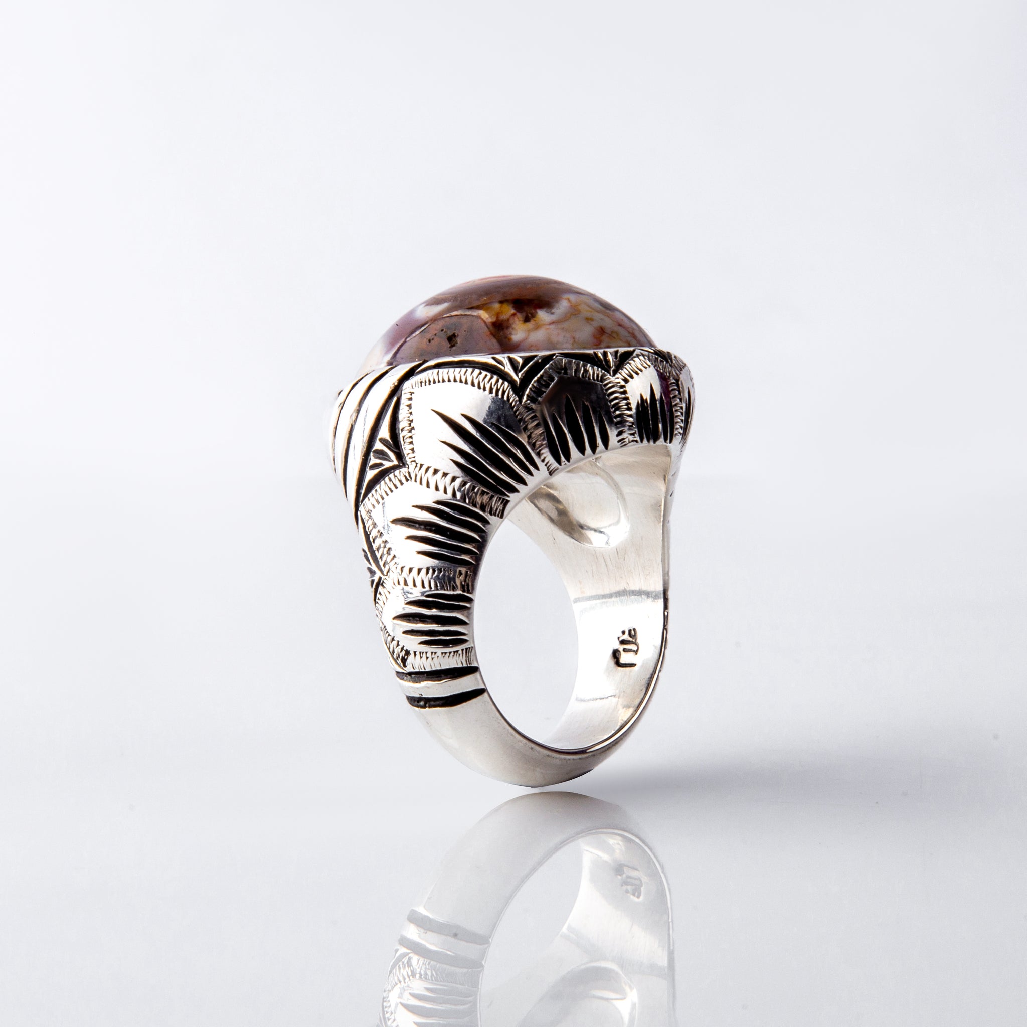 Indian bafori Solimani Agate Ring special center eye color
