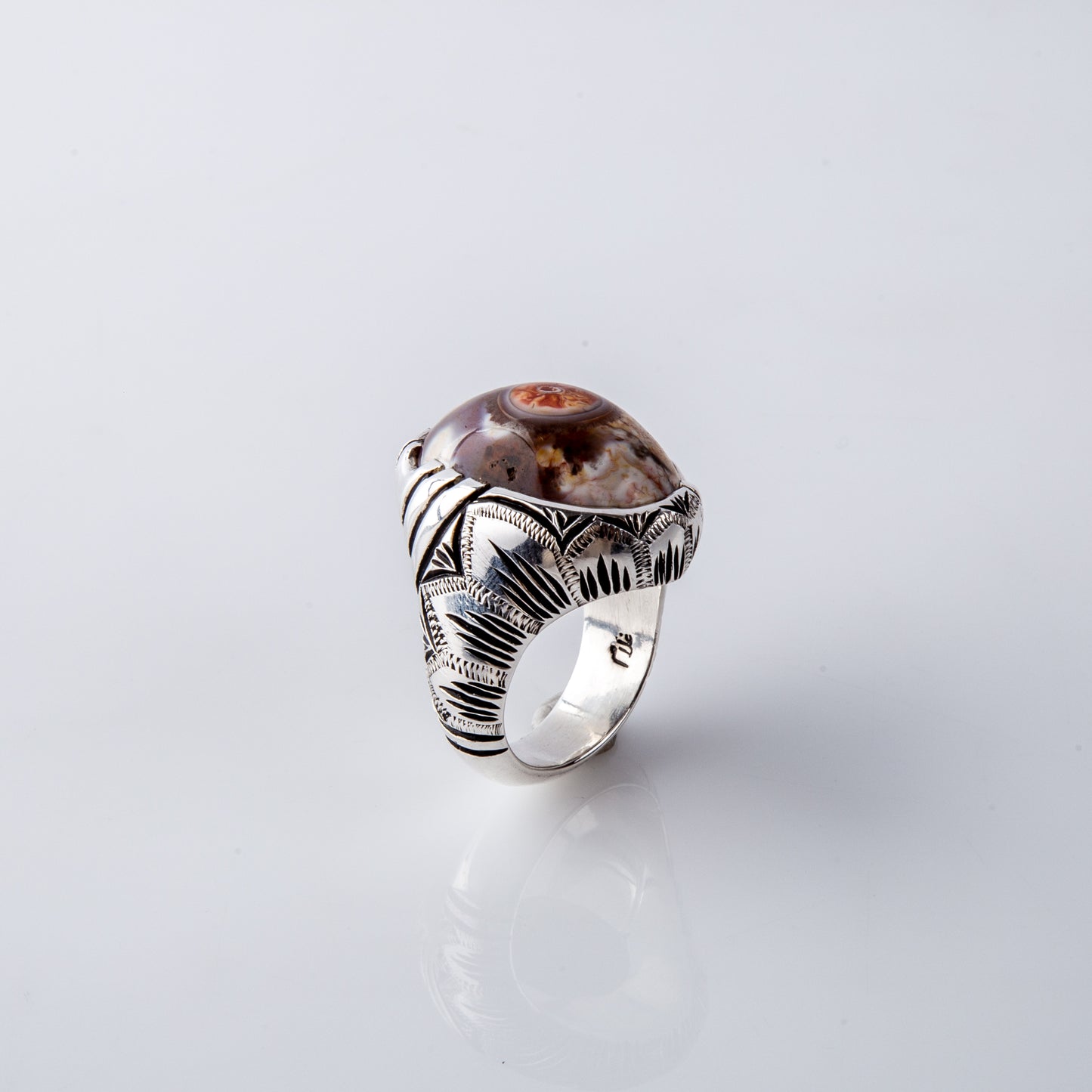 Indian bafori Solimani Agate Ring special center eye color