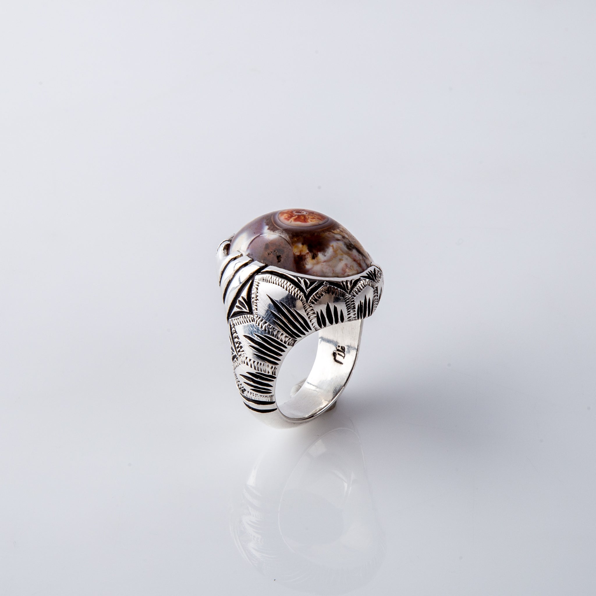 Indian bafori Solimani Agate Ring special center eye color